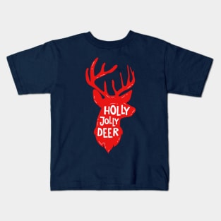 Holly Jolly Deer - Christmas Deer Kids T-Shirt